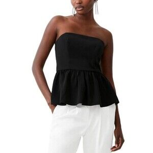 French Connection Black Strapless Peplum Top Sz 10 NEW Dressy Going Out Top $88